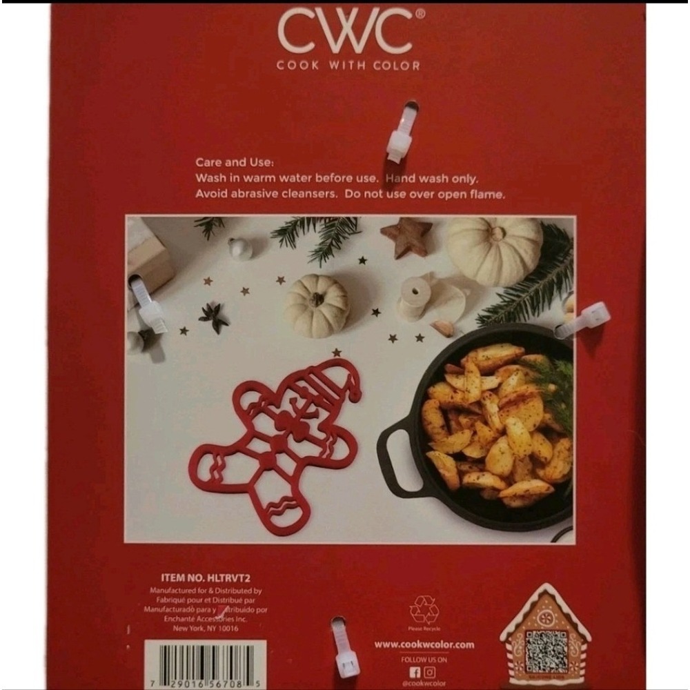 Cook With Color Silicone Trivet OS Red New Gingerbread Man Christmas HLTRVT2 - Picture 2 of 2